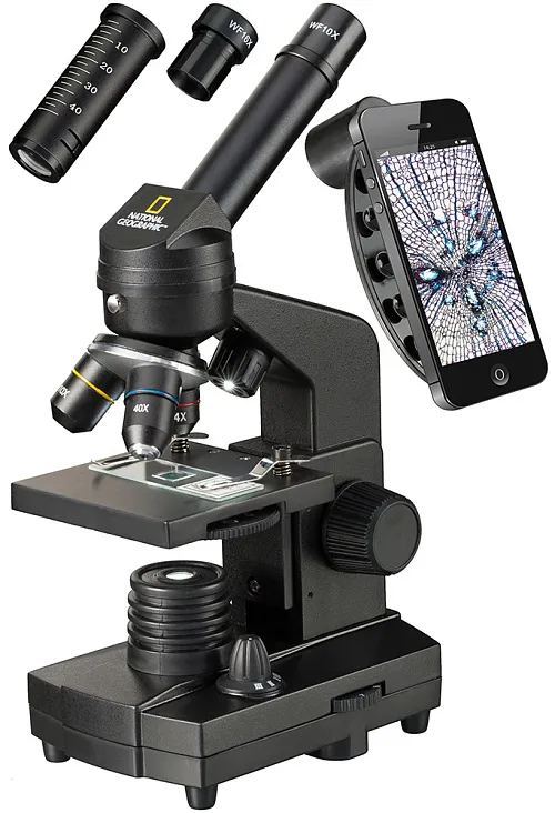 figura microscopio Bresser National Geographic 40–1280x con supporto per smartphone,  1