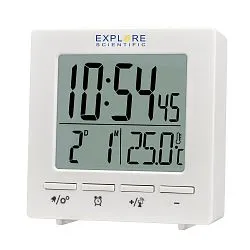 immagine orologio digitale RC Explore Scientific con temperatura interna, bianca