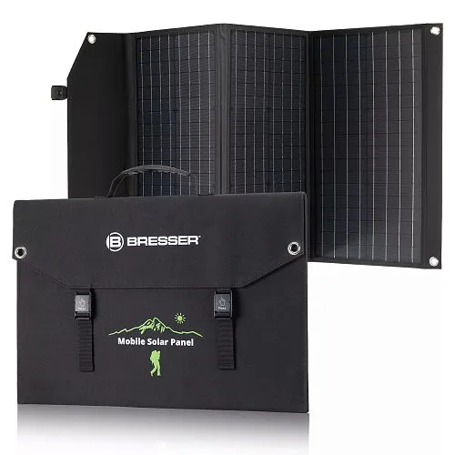 immagine caricabatterie solare portatile Bresser 90 watt con alimentazione USB,  1
