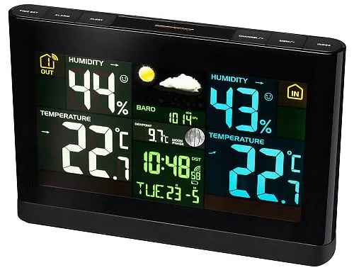 fotografia stazione meteorologica Bresser con display a colori, nera,  1