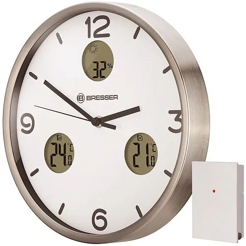 foto orologio da parete termoigrometro Bresser Optus MyTime Bresser MyTime io NX 30 cm, bianco,  1