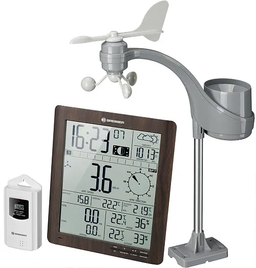 fotografia stazione meteo Bresser ClimaTemp XXL con stazione base da effetto legno,  1