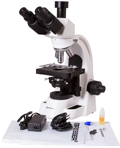 figura microscopio Trinoculare Bresser Bioscience 40-1000x,  1
