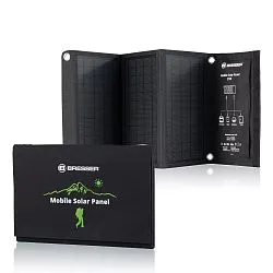 foto caricabatterie solare portatile Bresser 21 watt con alimentazione USB