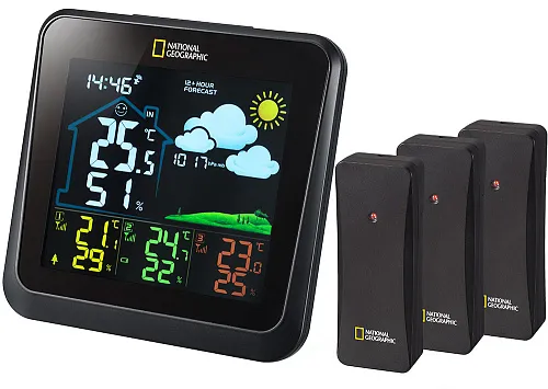 immagine stazione meteo Bresser National Geographic VA con display a colori e 3 sensori,  1