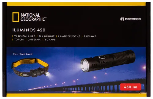 fotografia torcia Bresser National Geographic ILUMINOS 450 LED con supporto testa,  12