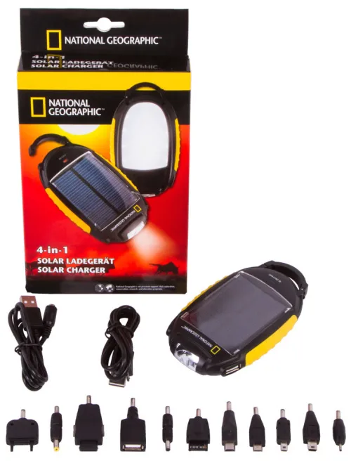 figura caricabatterie solare Bresser National Geographic 4 in 1,  2