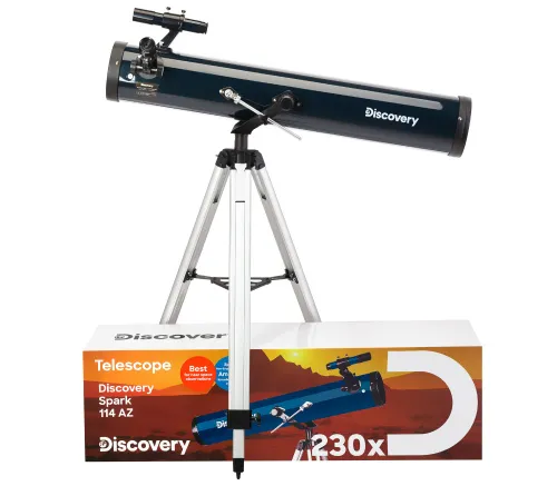 fotografia telescopio Levenhuk Discovery Spark 114 AZ con libro,  2
