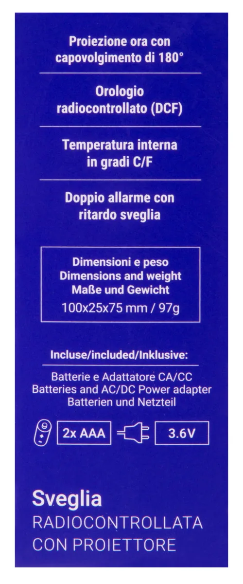 foto orologio a proiezione digitale RC Explore Scientific con temperatura interna, bianca,  18