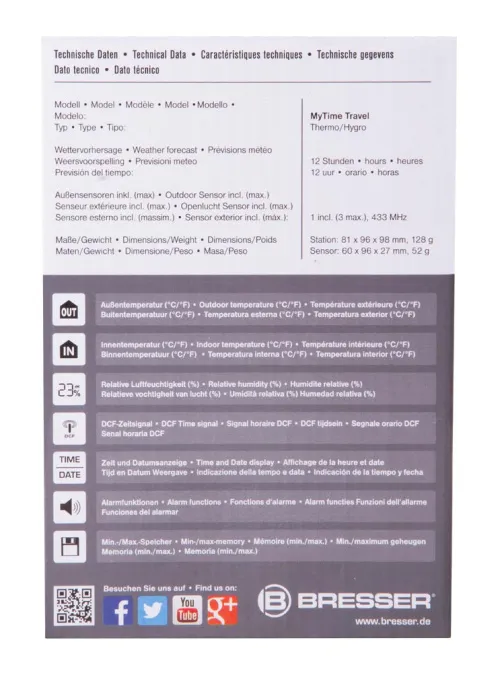 figura sveglia da viaggio Bresser MyTime Travel,  12