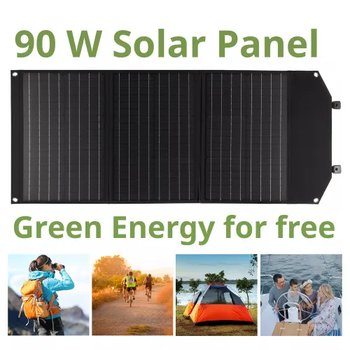 immagine caricabatterie solare portatile Bresser 90 watt con alimentazione USB,  2