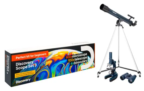 foto set Levenhuk Discovery Scope 3 con libro,  2