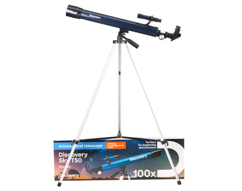 figura telescopio Levenhuk Discovery Sky T50 con libro,  2
