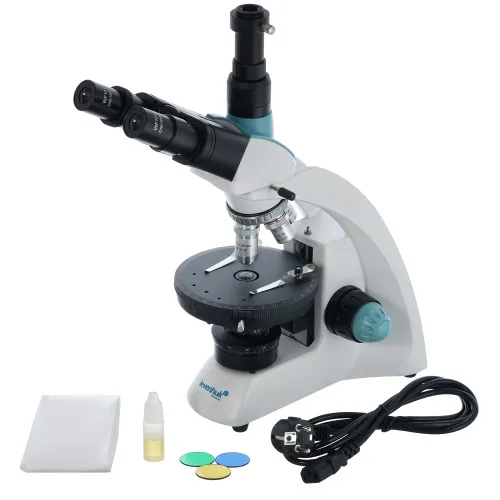 foto microscopio trinoculare Levenhuk 500T POL,  2