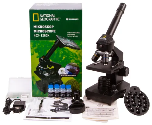 figura microscopio Bresser National Geographic 40–1280x con supporto per smartphone,  2