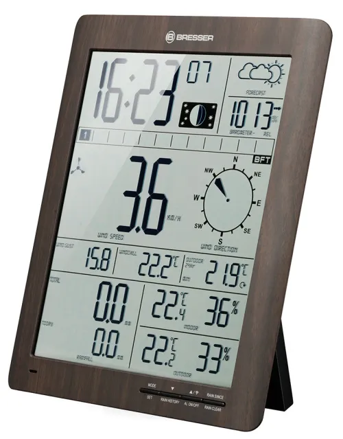 fotografia stazione meteo Bresser ClimaTemp XXL con stazione base da effetto legno,  3