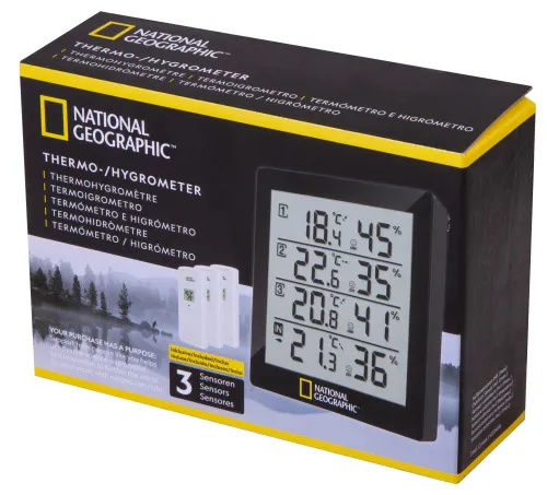 foto termoigrometro Bresser National Geographic con 4 misurazioni indipendenti, nero,  10