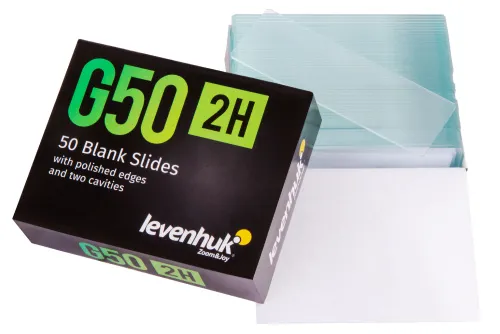figura vetrini vuoti Levenhuk G50 2H a cavità doppia, 50 pz.,  2