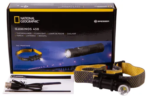 fotografia torcia Bresser National Geographic ILUMINOS 450 LED con supporto testa,  2