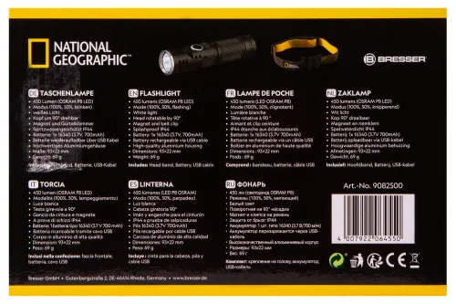 fotografia torcia Bresser National Geographic ILUMINOS 450 LED con supporto testa,  13