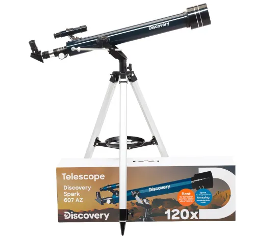 figura telescopio Levenhuk Discovery Spark 607 AZ con libro,  2