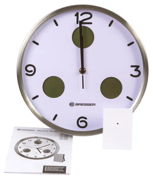 foto orologio da parete termoigrometro Bresser Optus MyTime Bresser MyTime io NX 30 cm, bianco,  7