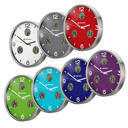 foto orologio da parete termoigrometro Bresser Optus MyTime Bresser MyTime io NX 30 cm, bianco,  12