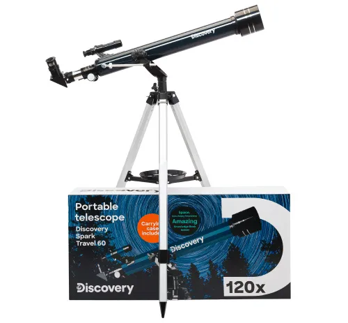 foto telescopio Levenhuk Discovery Spark Travel 60 con libro,  2