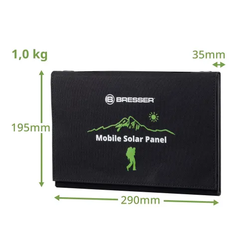 foto caricabatterie solare portatile Bresser 21 watt con alimentazione USB,  4