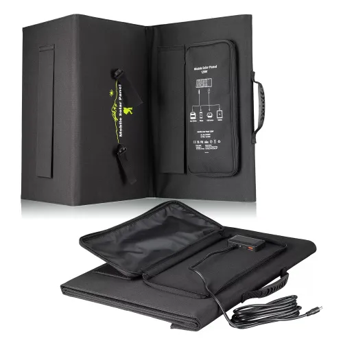 foto caricabatterie solare portatile Bresser 120 watt con alimentazione USB,  8