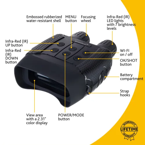 immagine visore notturno binoculare digitale Levenhuk Halo 13X Wi-Fi,  13