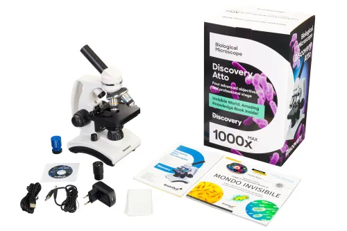 figura microscopio digitale Levenhuk Discovery Atto Polar con libro,  2