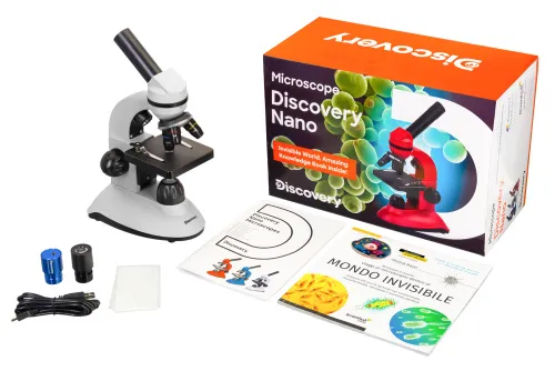 immagine microscopio digitale Levenhuk Discovery Nano Polar con libro,  2