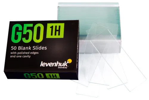 foto vetrini vuoti Levenhuk G50 1H a una cavità, 50 pz.,  2