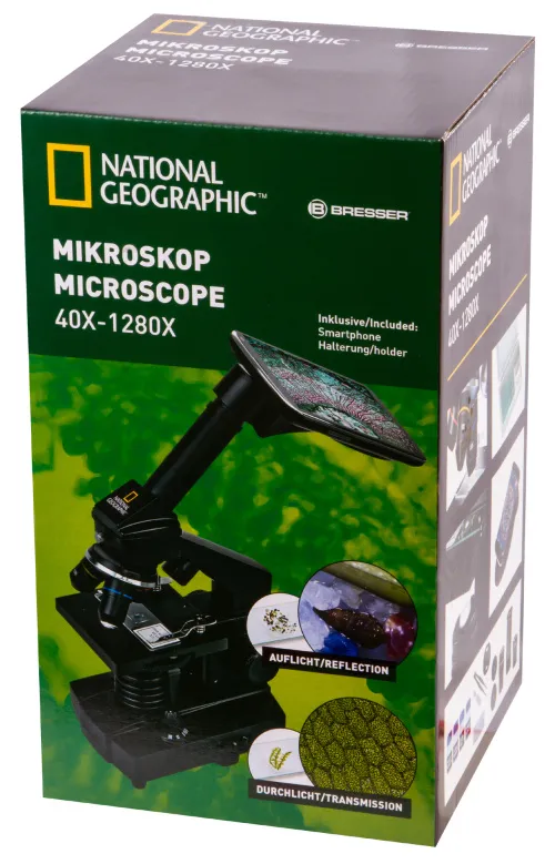figura microscopio Bresser National Geographic 40–1280x con supporto per smartphone,  18