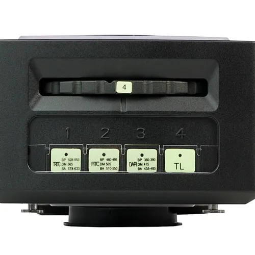 fotografia attacco epi-fluorescenza MAGUS Epi-FL04 LED, cubi per filtri fluorescenti FITC/TRITC/DAPI,  9