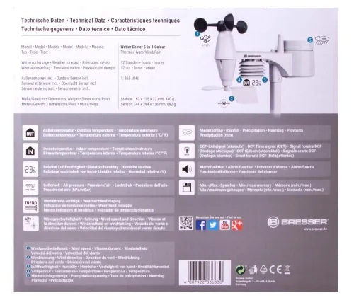 fotografia bresser Stazione meteo 5 IN 1 con display colori, nero,  14