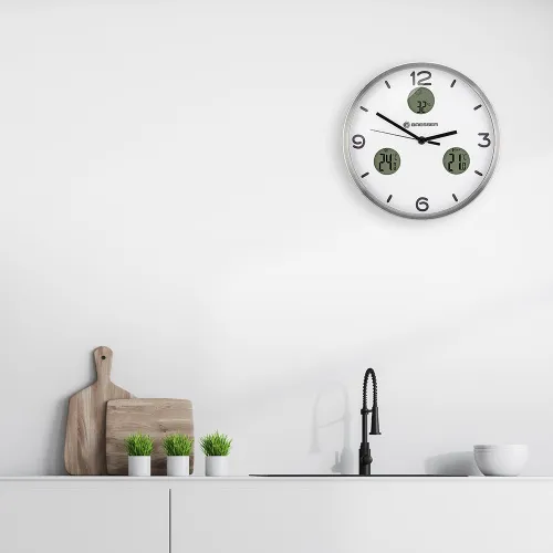 foto orologio da parete termoigrometro Bresser Optus MyTime Bresser MyTime io NX 30 cm, bianco,  3