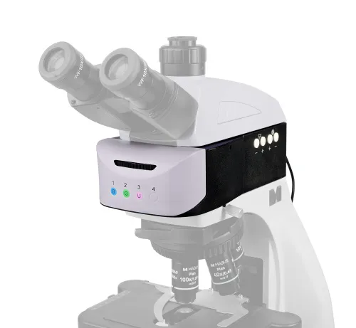 foto attacco epi-fluorescenza MAGUS Epi-FL04M LED, cubi per filtri fluorescenti B/G/UV,  13