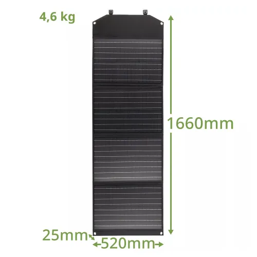 foto caricabatterie solare portatile Bresser 120 watt con alimentazione USB,  5