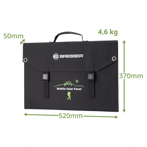 foto caricabatterie solare portatile Bresser 120 watt con alimentazione USB,  6