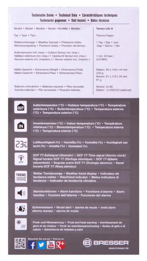 immagine stazione meteo a colori Bresser Temeo Life H, nero,  14