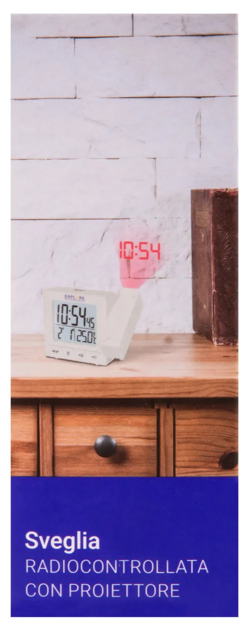 foto orologio a proiezione digitale RC Explore Scientific con temperatura interna, bianca,  17